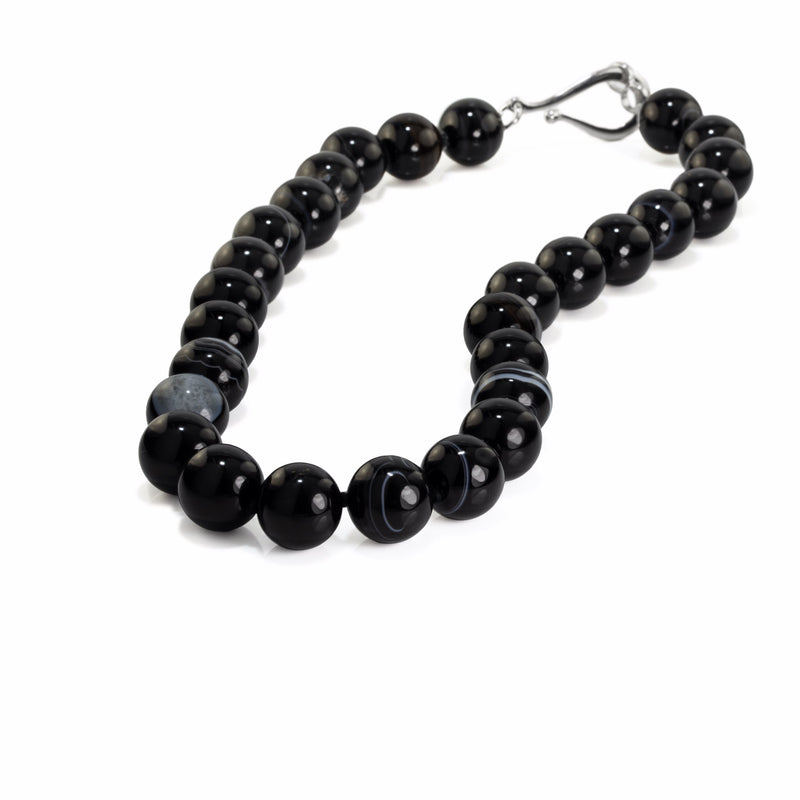 Black Botswana Agate Necklace Q17