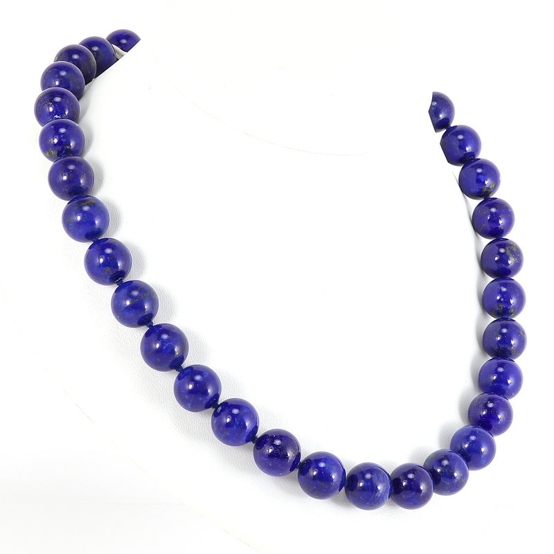 Natural Lapis Lazuli 12mm Bead Necklace H9