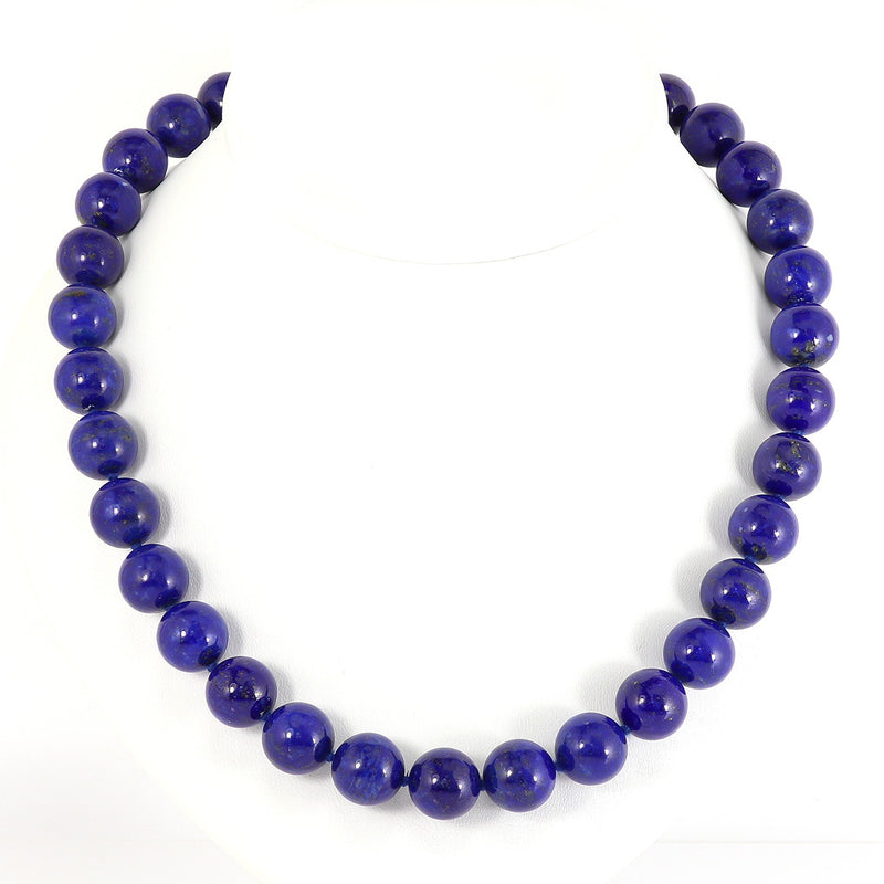 Natural Lapis Lazuli 12mm Bead Necklace H9