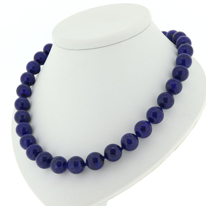 Natural Lapis Lazuli 12mm Bead Necklace H9