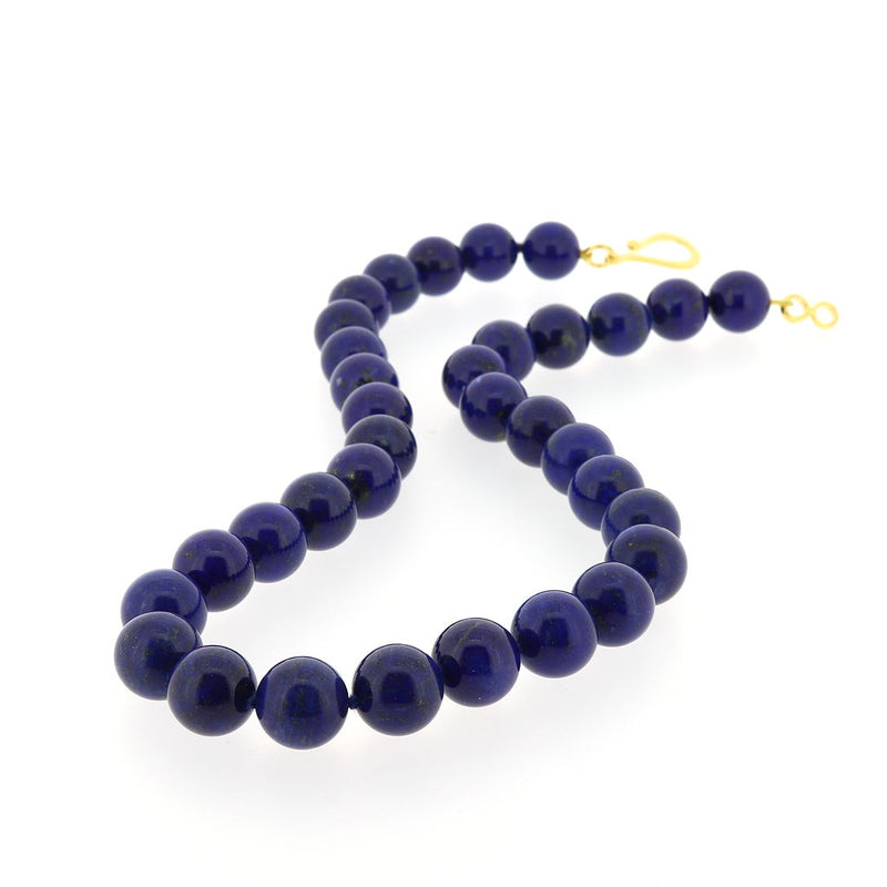 Natural Lapis Lazuli 12mm Bead Necklace H9
