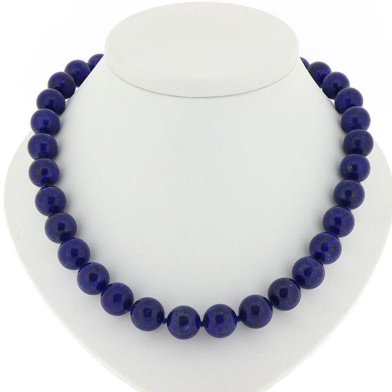 Natural Lapis Lazuli 12mm Bead Necklace H9