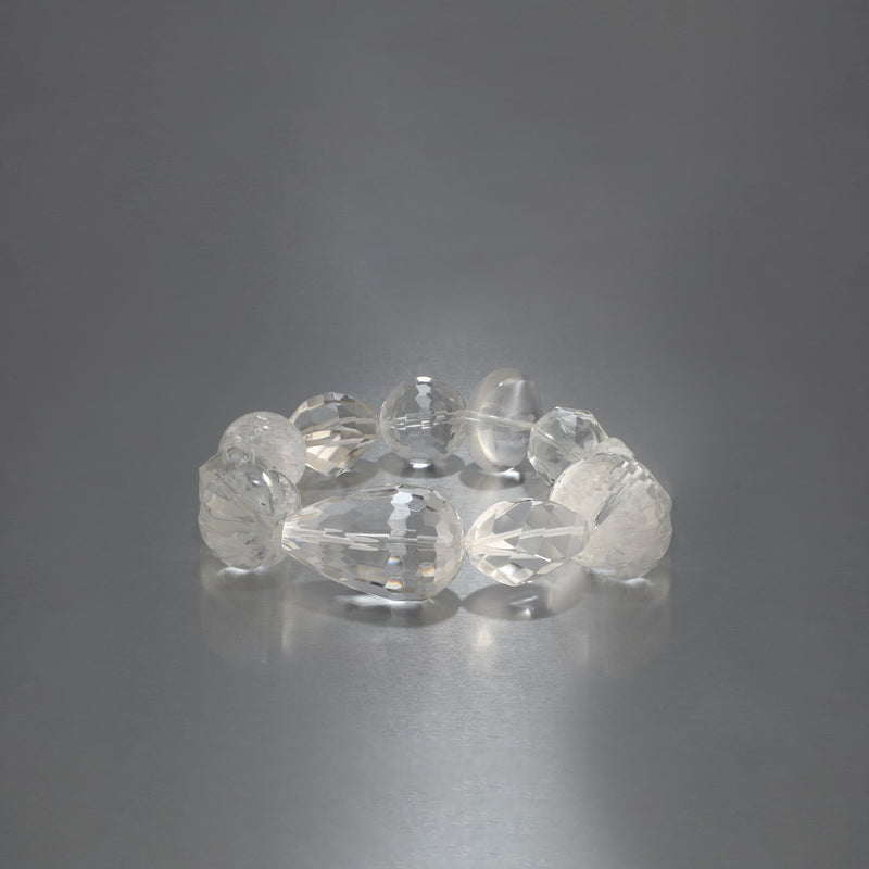 Elasticated Faceted Rock Crystal Bracelet