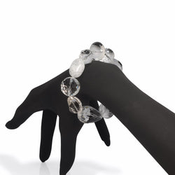 Elasticated Faceted Rock Crystal Bracelet