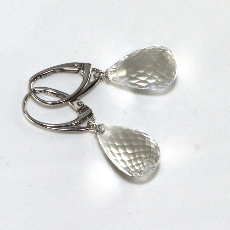 Faceted Rock Crystal Drop Earrings A21
