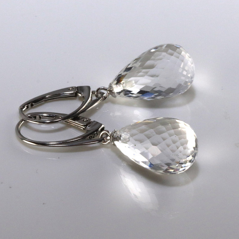 Faceted Rock Crystal Drop Earrings A21