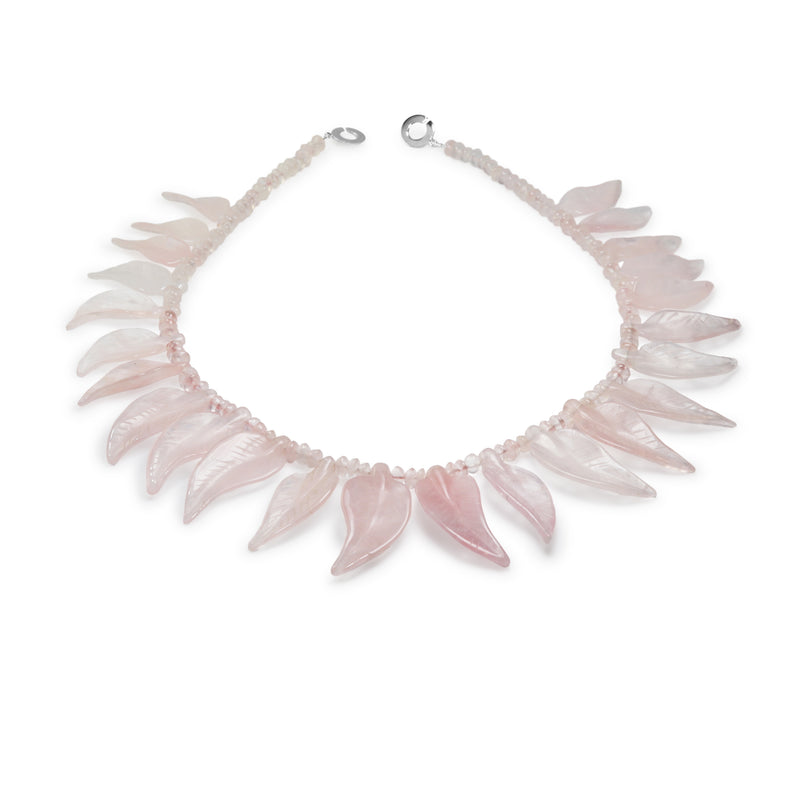 Rose Quartz Leaf Collar Necklace