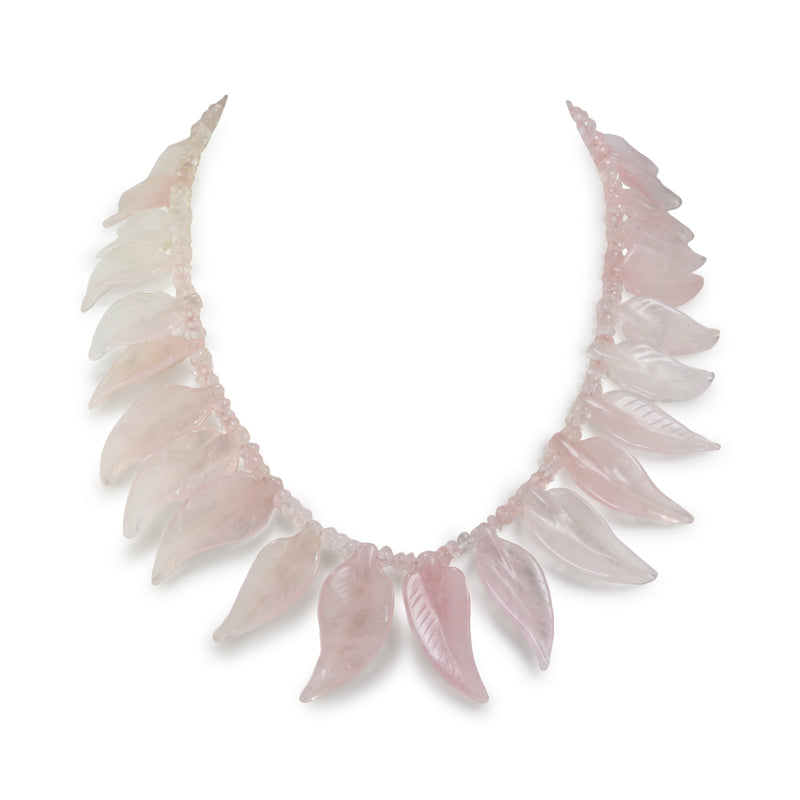 Rose Quartz Leaf Collar Necklace