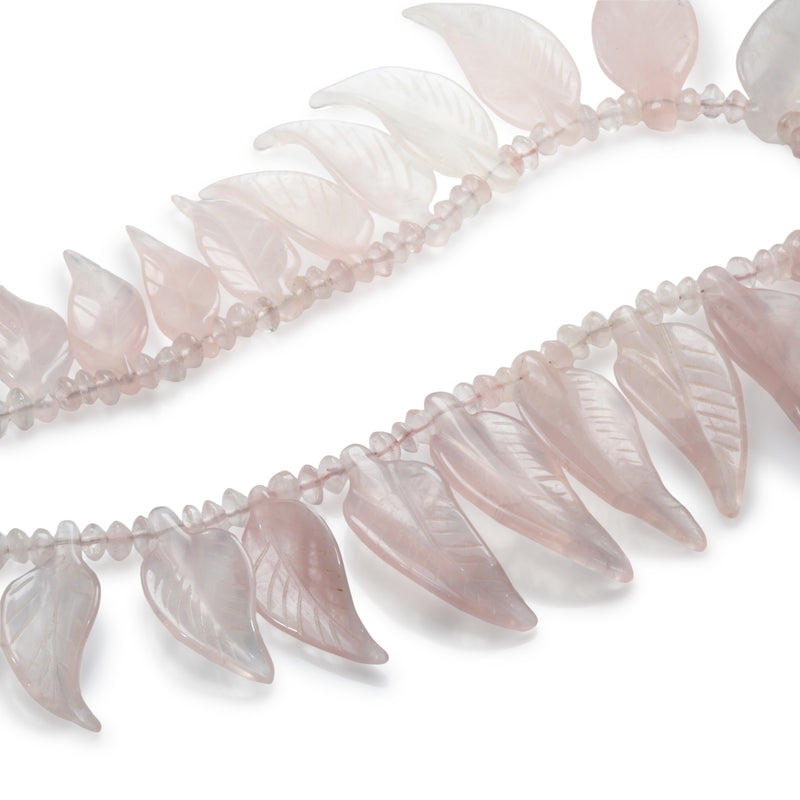 Rose Quartz Leaf Collar Necklace
