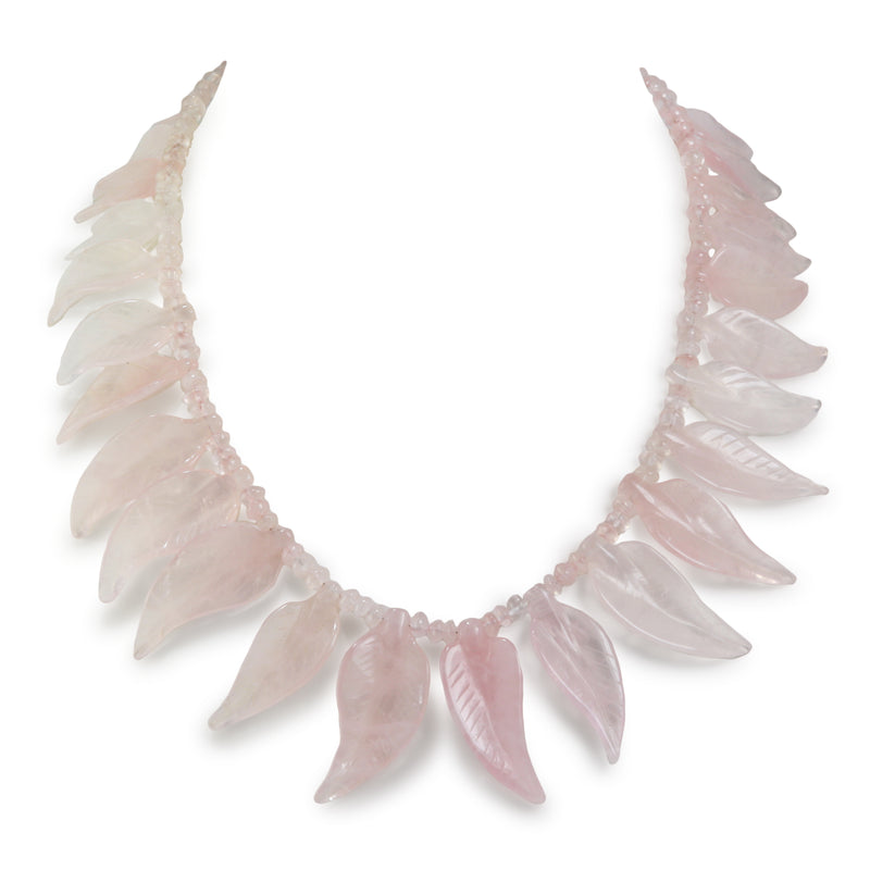 Rose Quartz Leaf Collar Necklace