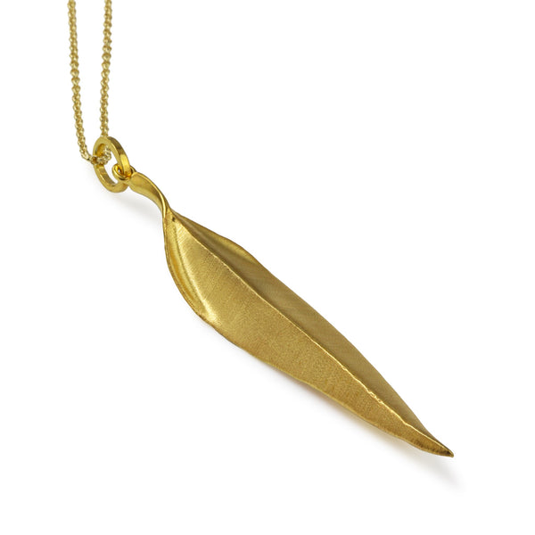 Large Salix Gilded Satin Silver Pendant