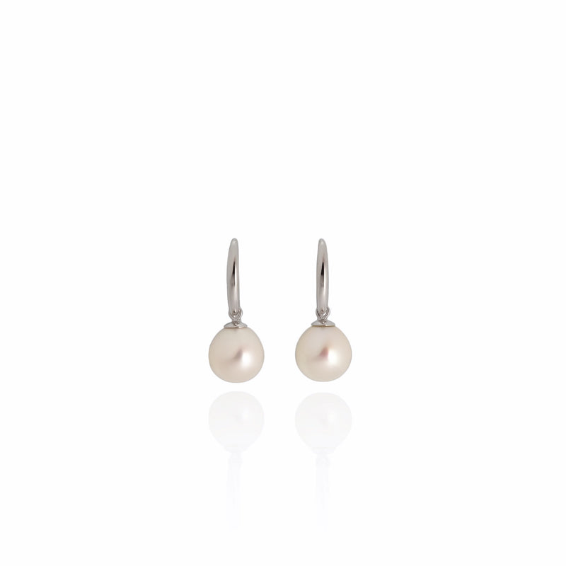 9/10mm Pearl & Sterling Silver Hook Earrings E305