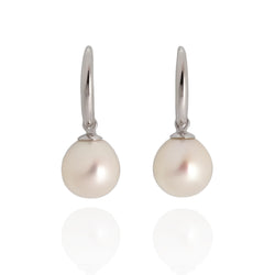 9/10mm Pearl & Sterling Silver Hook Earrings E305