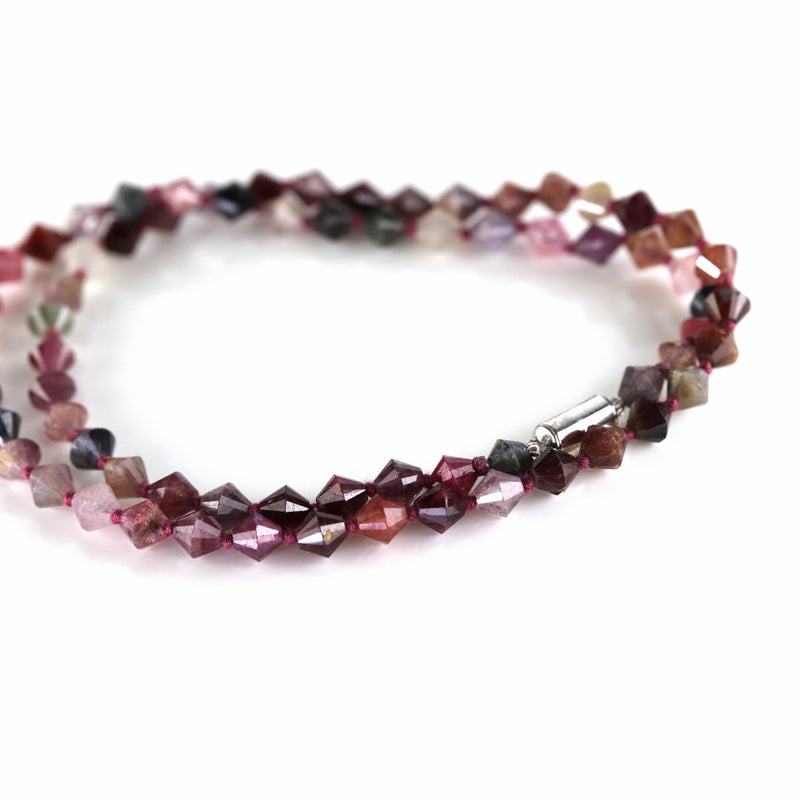 Natural Multicolour Faceted 'Diamond' Bead Spinel Necklace H14 SAVE £30