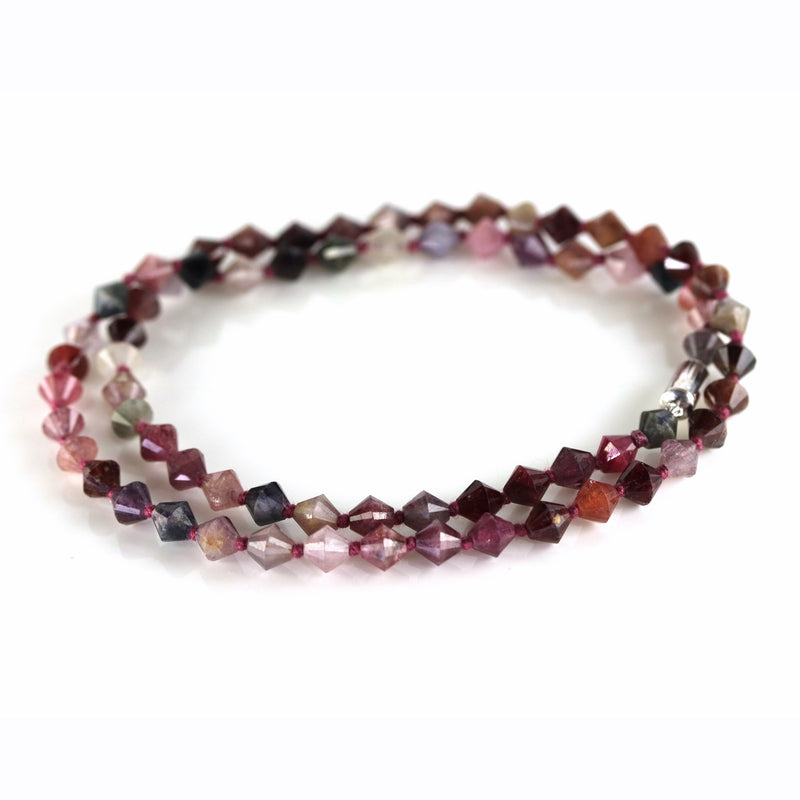 Natural Multicolour Faceted 'Diamond' Bead Spinel Necklace H14 SAVE £30