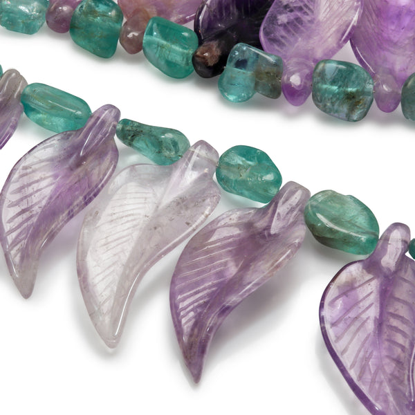 Amethyst & Apatite Leaf Collar Necklace