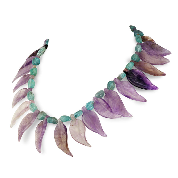 Amethyst & Apatite Leaf Collar Necklace