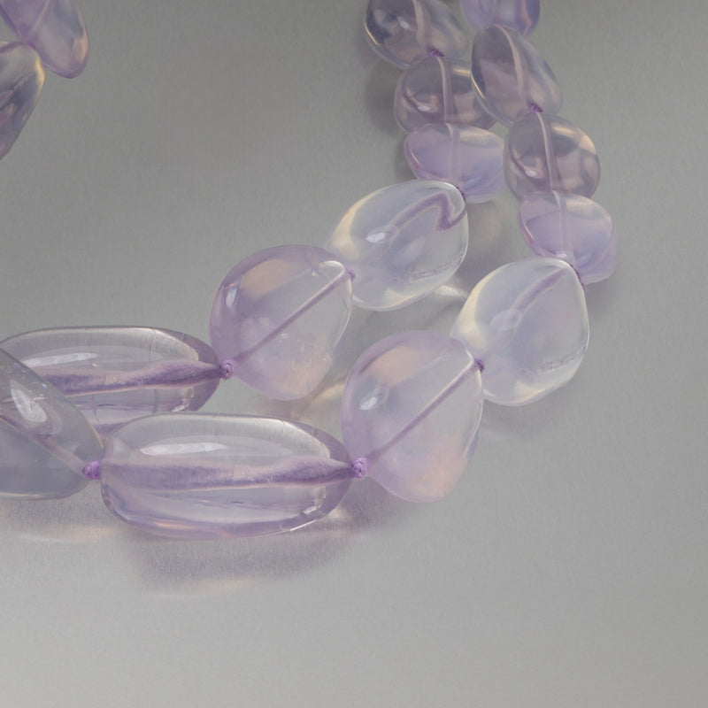 Brazilian Lavender Quartz Graduated Nugget Necklace T21