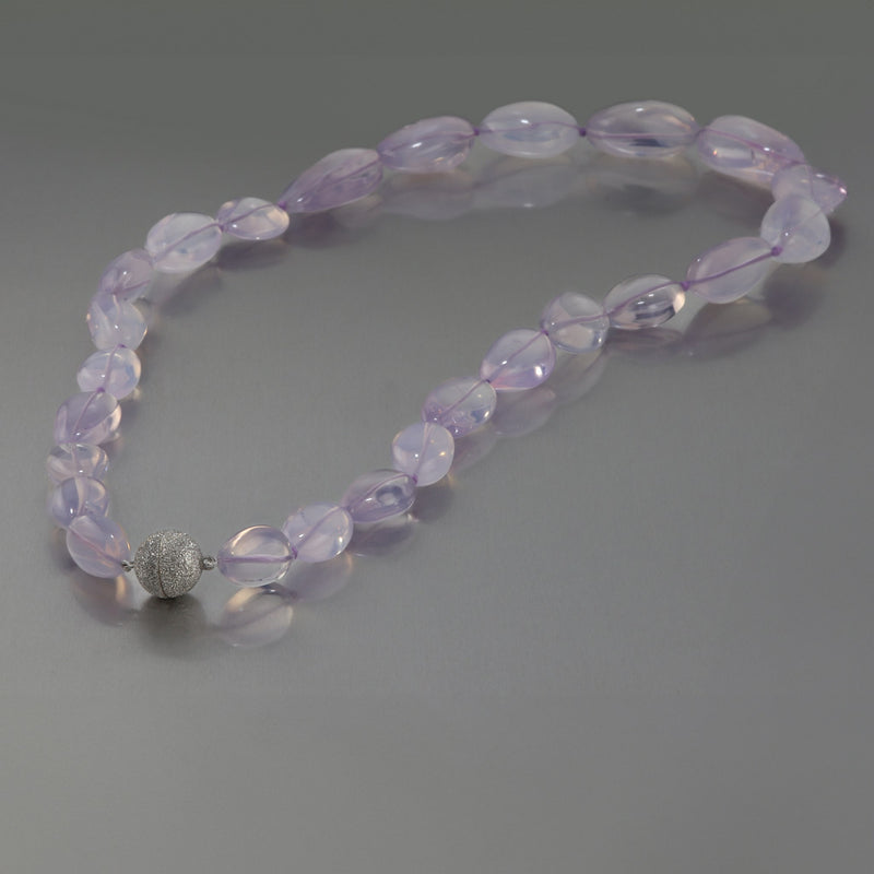 Brazilian Lavender Quartz Graduated Nugget Necklace T21
