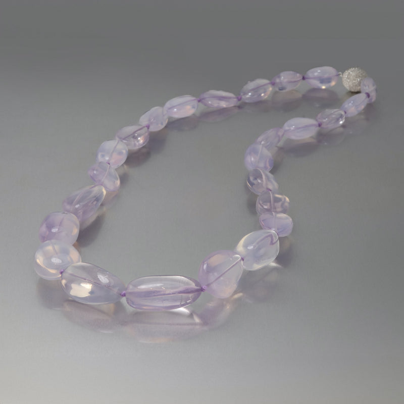 Brazilian Lavender Quartz Graduated Nugget Necklace T21