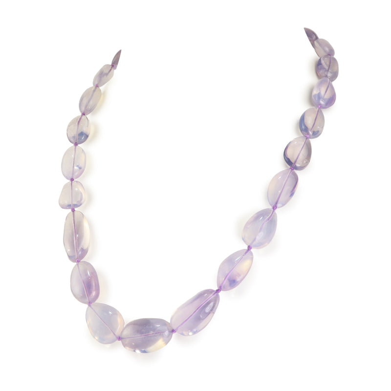 Brazilian Lavender Quartz Graduated Nugget Necklace T21
