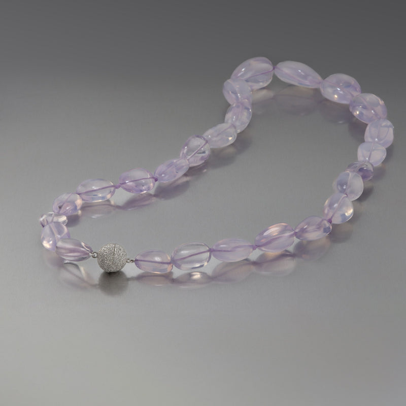 Brazilian Lavender Quartz Graduated Nugget Necklace T21