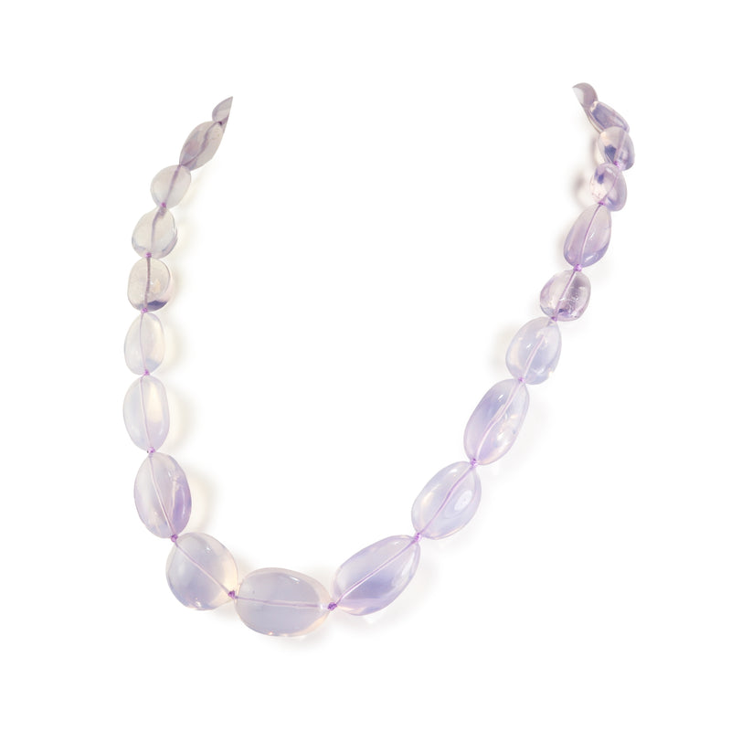 Brazilian Lavender Quartz Graduated Nugget Necklace T21