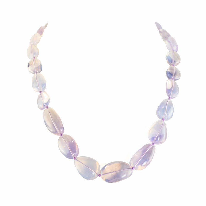 Brazilian Lavender Quartz Graduated Nugget Necklace T21