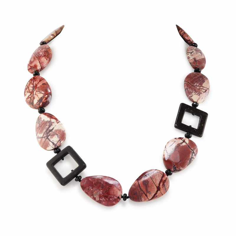 Paintbrush Jasper & Onyx Necklace T43