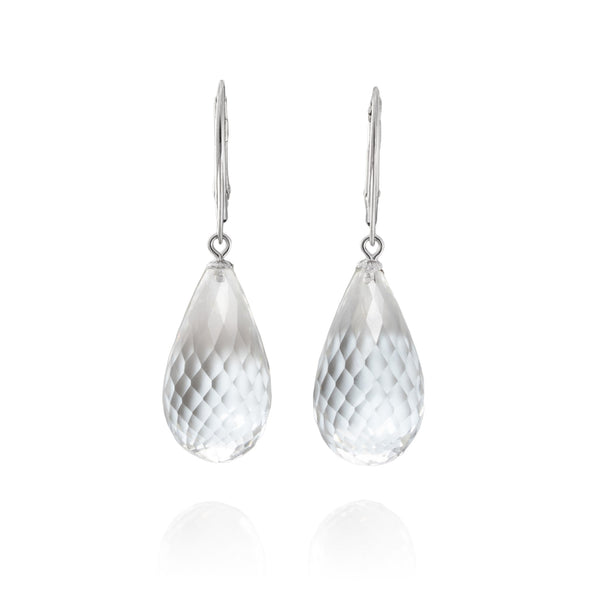 Faceted Rock Crystal Drop Earrings A21