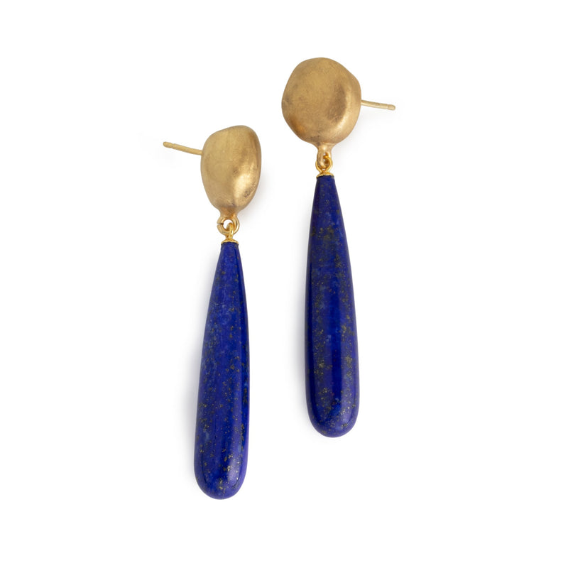 Natural Lapis Lazuli Long Drop Earrings V7