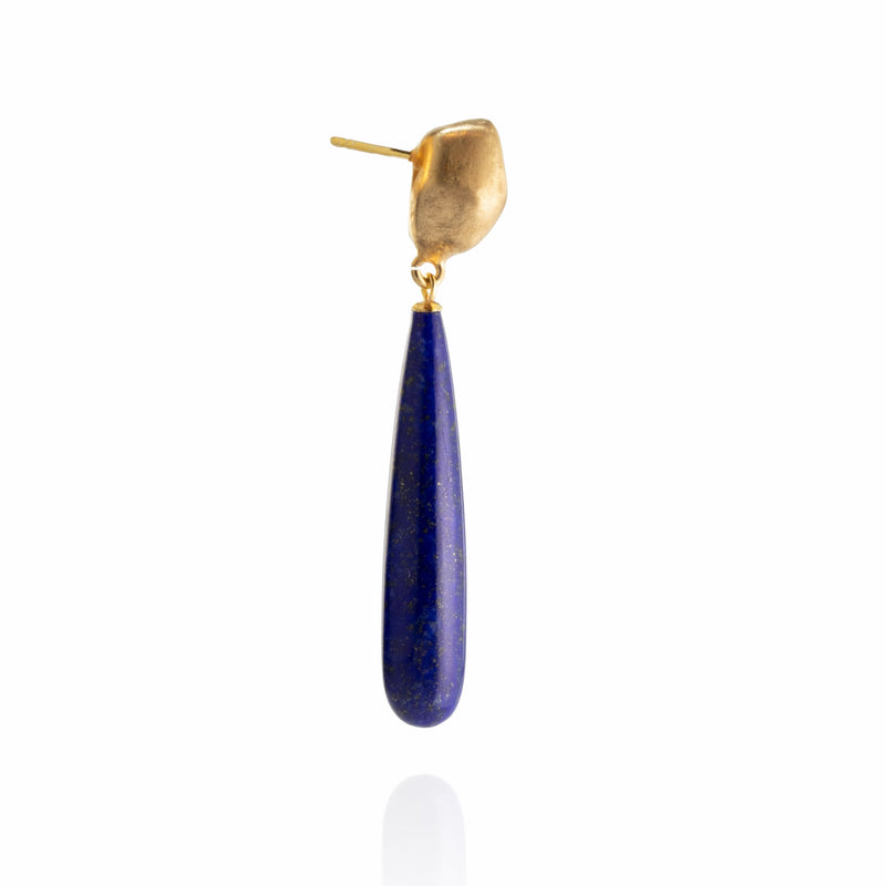 Natural Lapis Lazuli Long Drop Earrings V7