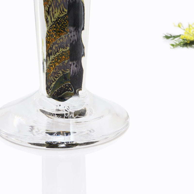 Peacock British Art Glass Cane Candlesticks (Pair) CLEARANCE SAVE £150