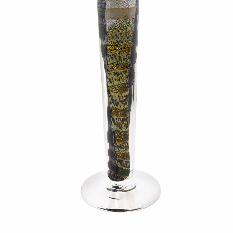 Peacock British Art Glass Cane Candlesticks (Pair) CLEARANCE SAVE £150