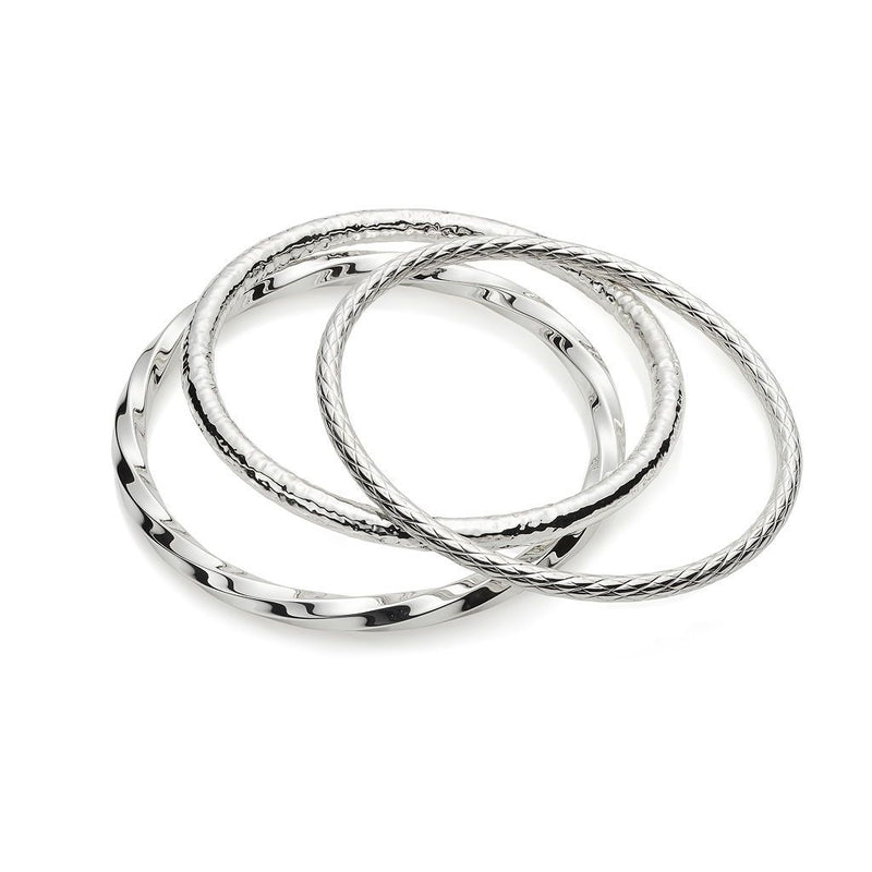 Sterling Silver Island Bangles Set of 3