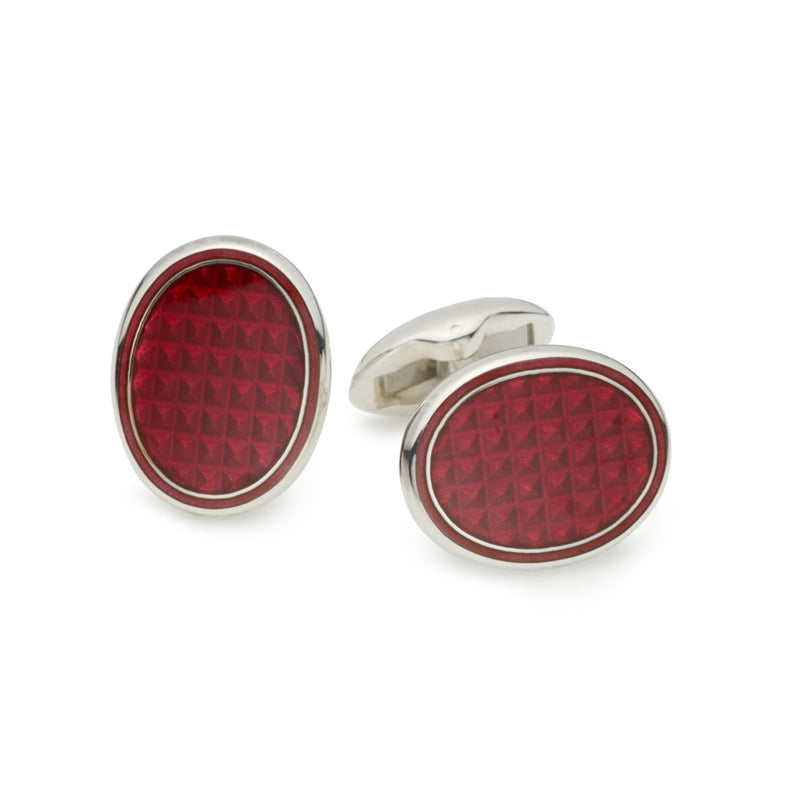 Crimson Enamel Sterling Silver Cufflinks