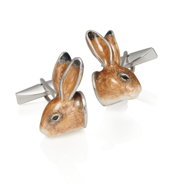 Hare Enamel & Silver Cufflinks