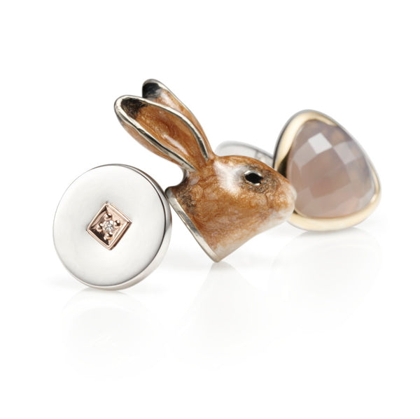 Hare Enamel & Silver Cufflinks