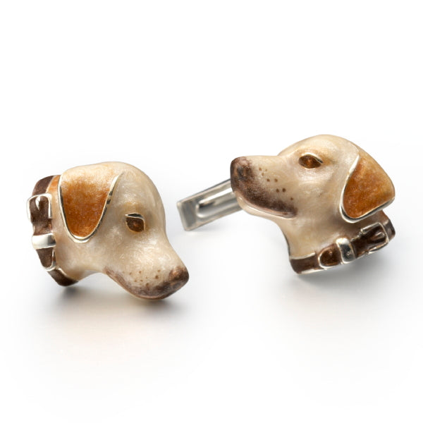 Labrador Enamel & Silver Cufflinks