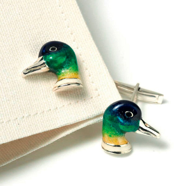 Mallard Enamel & Silver Cufflinks CLEARANCE Save £50