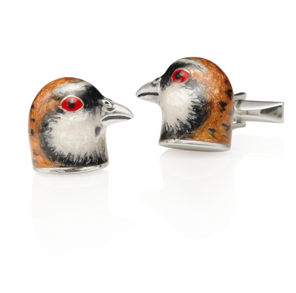 Partridge Silver & Enamel Cufflinks CLEARANCE SAVE £50