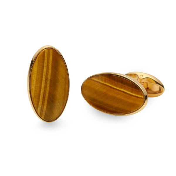 Albermarle Tigers Eye Gilded Sterling Silver Cufflinks