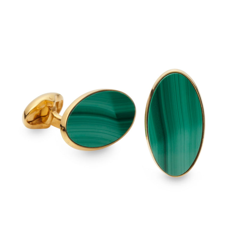 Curzon Malachite Gilded Sterling Silver Cufflinks