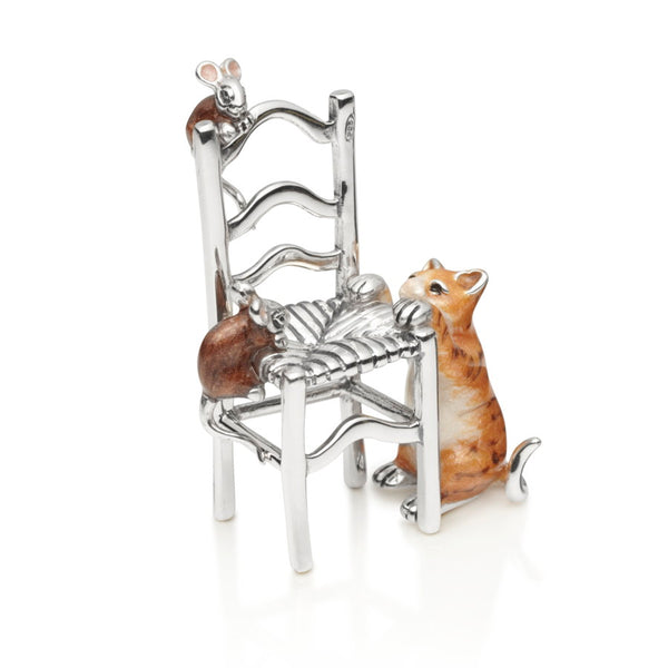 Squeaky Chair Silver  -  Hand Painted Enamel Model