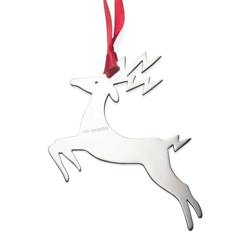 Sterling Silver Reindeer Christmas Tree Decoration with English Hallmarks