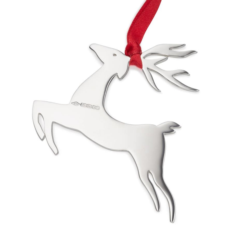 Sterling Silver Reindeer Christmas Tree Decoration with English Hallmarks