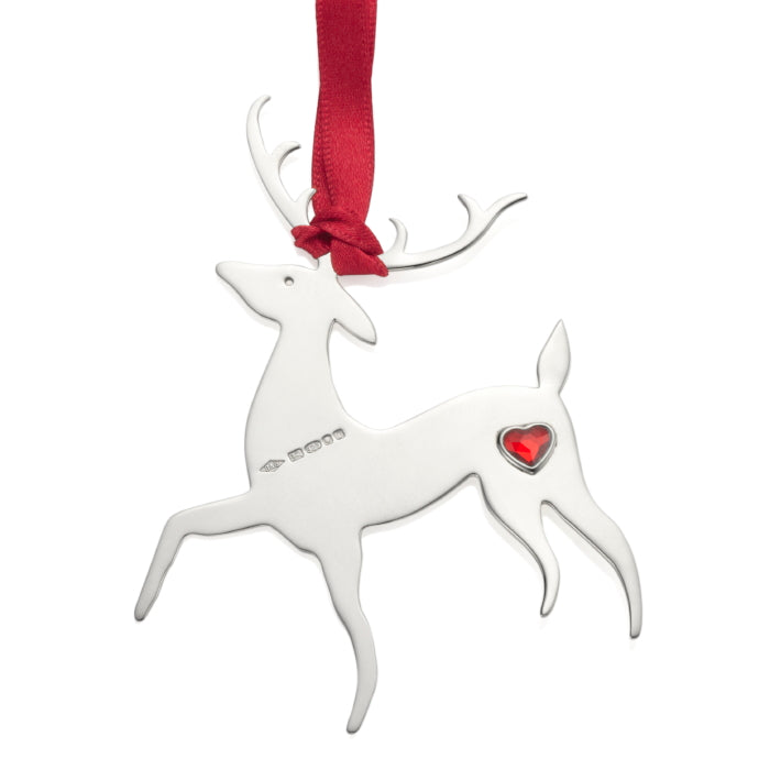 Sterling Silver Reindeer Christmas Tree Decoration with English Hallmarks