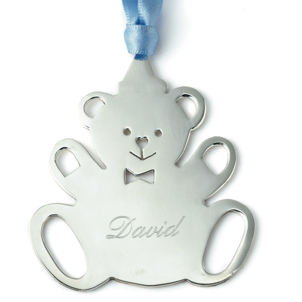 Sterling Silver Bear Christmas Tree Decoration with English Hallmarks with engraving