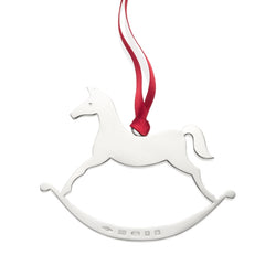 Sterling Silver Rocking Horse Christmas Tree Decoration with English Hallmarks 