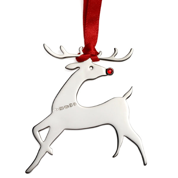 Sterling Silver Rudolph Reindeer Christmas Tree Decoration